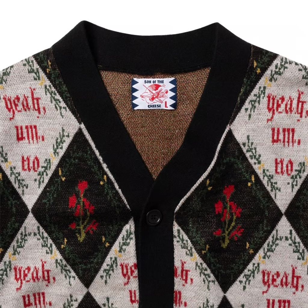 SON OF THE CHEESE "Yeah um no" Knit Cardigan(BLACK)