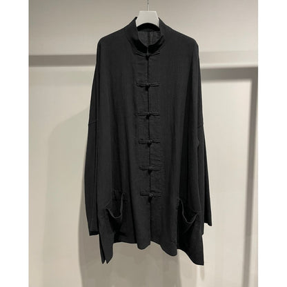 Y's for men RY/LI CLOTH CHINA BUTTON STAND COLLAR SHIRT