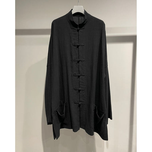 Y's for men RY/LI CLOTH CHINA BUTTON STAND COLLAR SHIRT