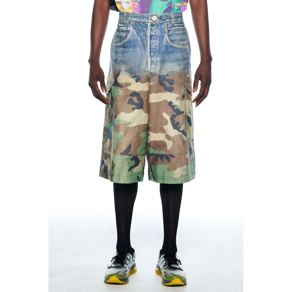 TOLQ  Gradation Printed Denim Pants×Cargo Shorts