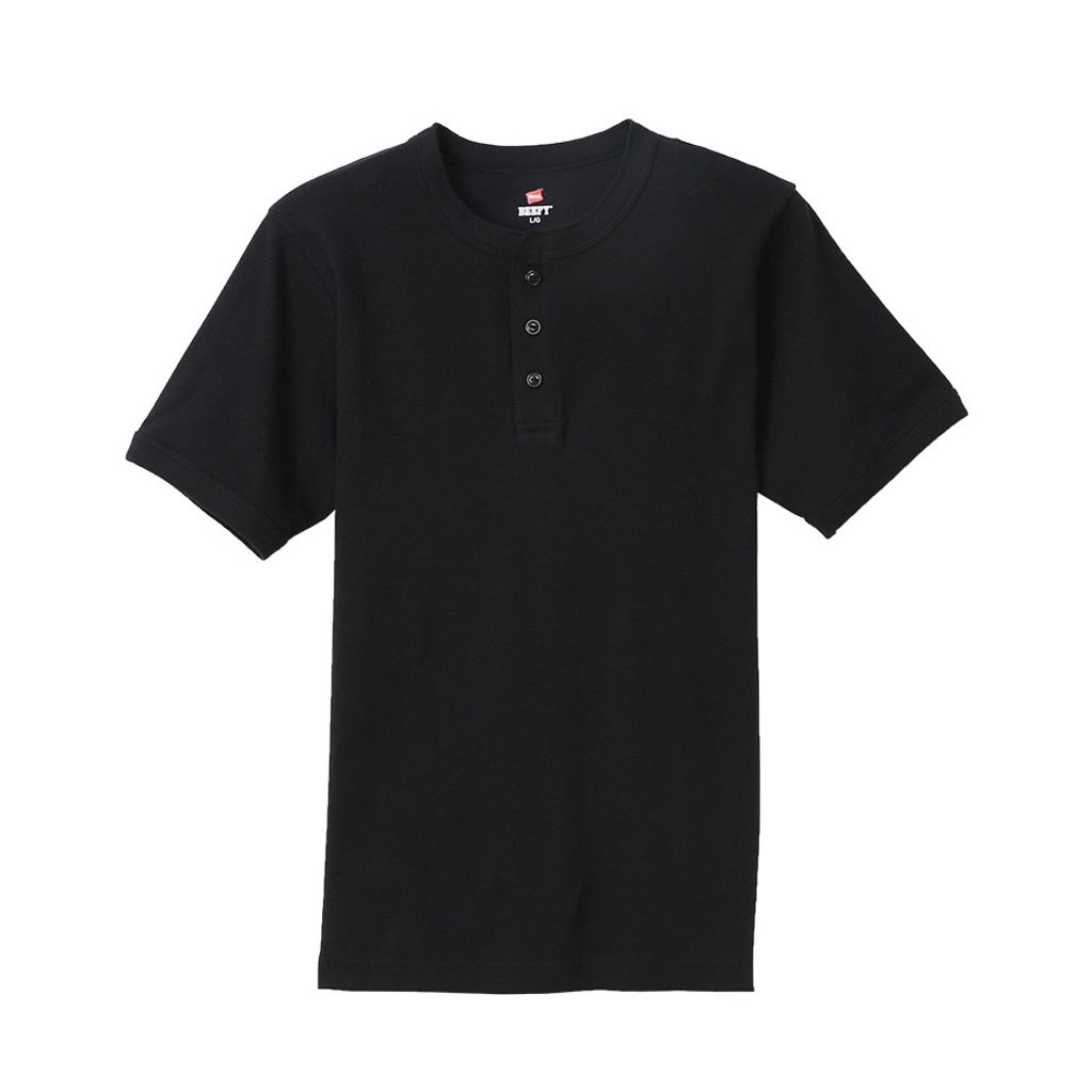 Hanes  BEEFY リブヘンリーネックTシャツ