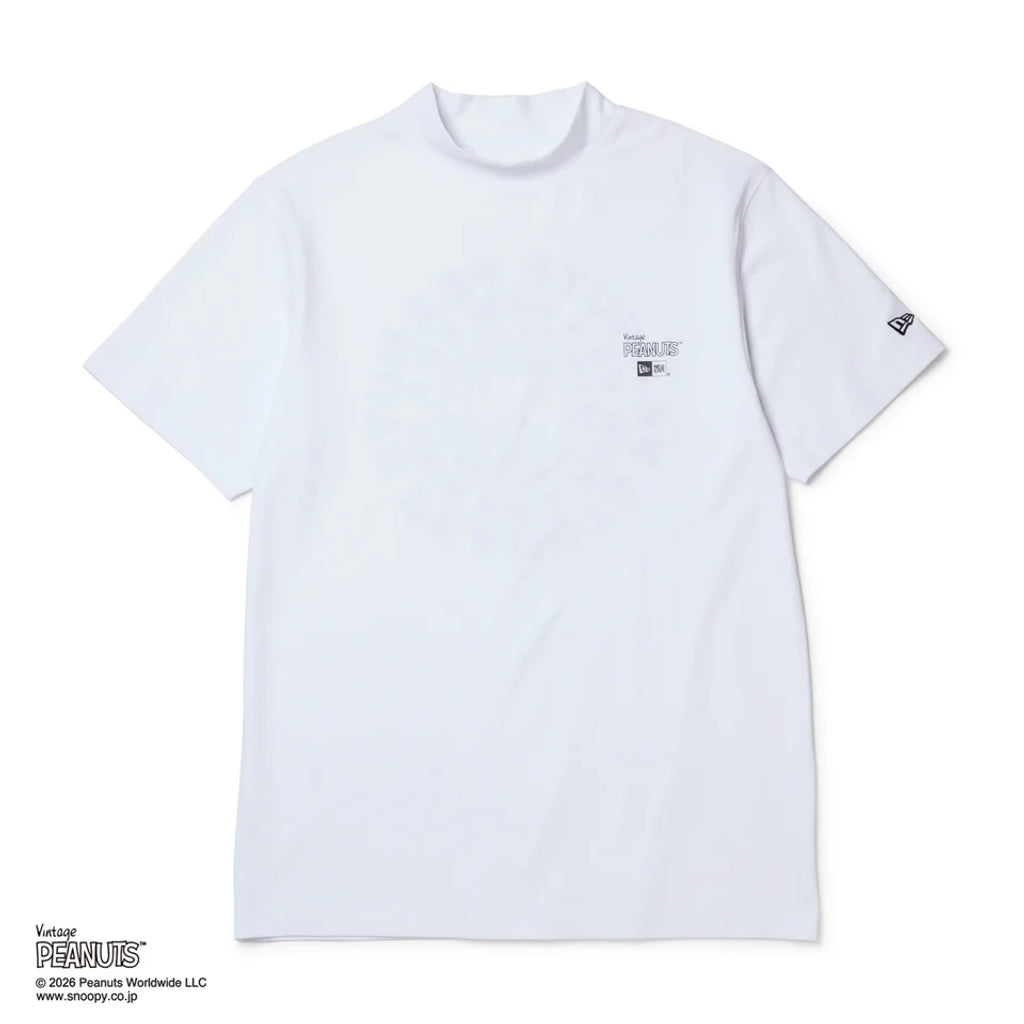 NEW ERA 半袖 ミッドネック Tシャツ Vintage PEANUTS ピーナッツ GOLF Circle ロゴ ホワイト