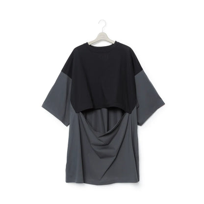 FUMITO GANRYU 2Way Mantle Tee - Black X Chacoal