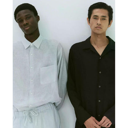 MARKAWARE Hemp Shirting Comfort Fit Open Collar Shirt