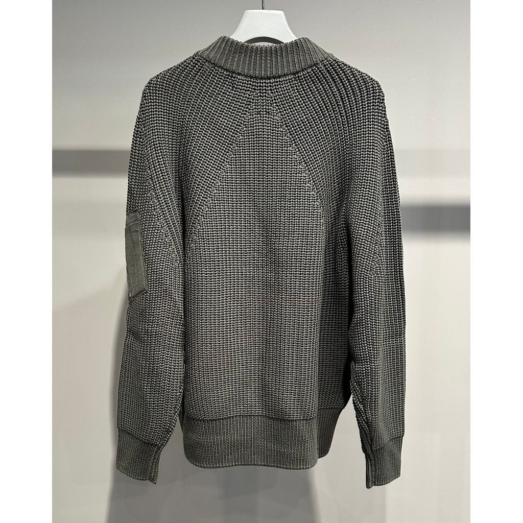 COMME des GARCONS HOMME BATONER W-NAME WOOL KNIT ZIP CARDIGAN（KAHKI）