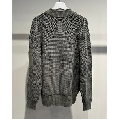 COMME des GARCONS HOMME BATONER W-NAME WOOL KNIT ZIP CARDIGAN（KAHKI）