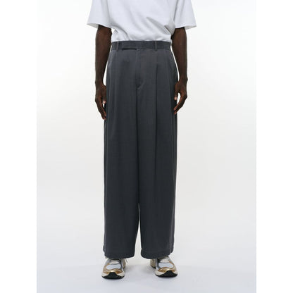 marka Washable 2/72 Wool Gabardine Pigment Print Two Tuck Baggy Trousers