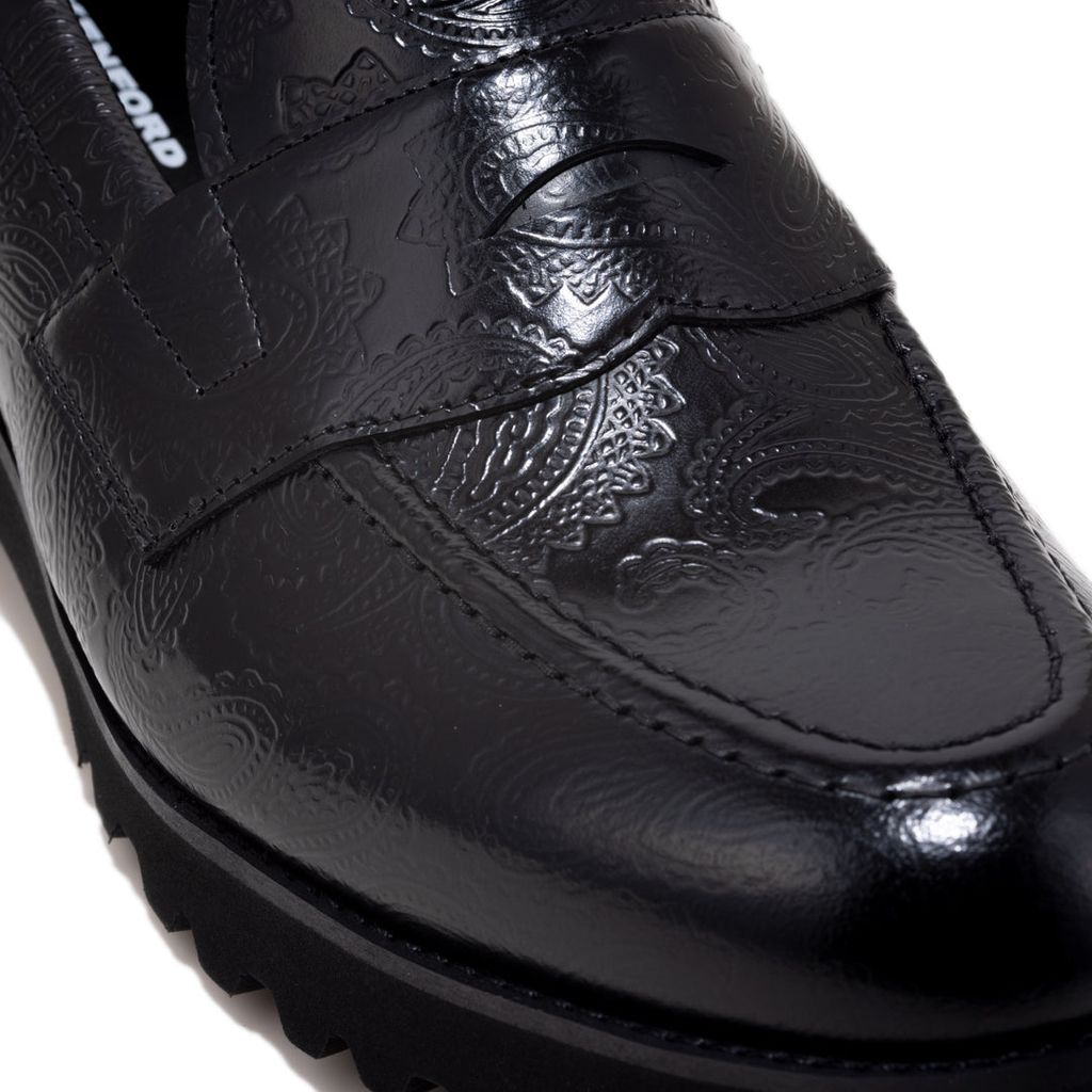 KENFORD MENS TANK SOLE LOAFERS / BLACK PAISLEY