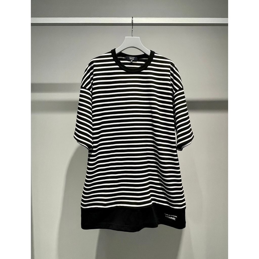 COMME des GARCONS HOMME コットン天竺 ボーダー切替え TEE（BLACK）