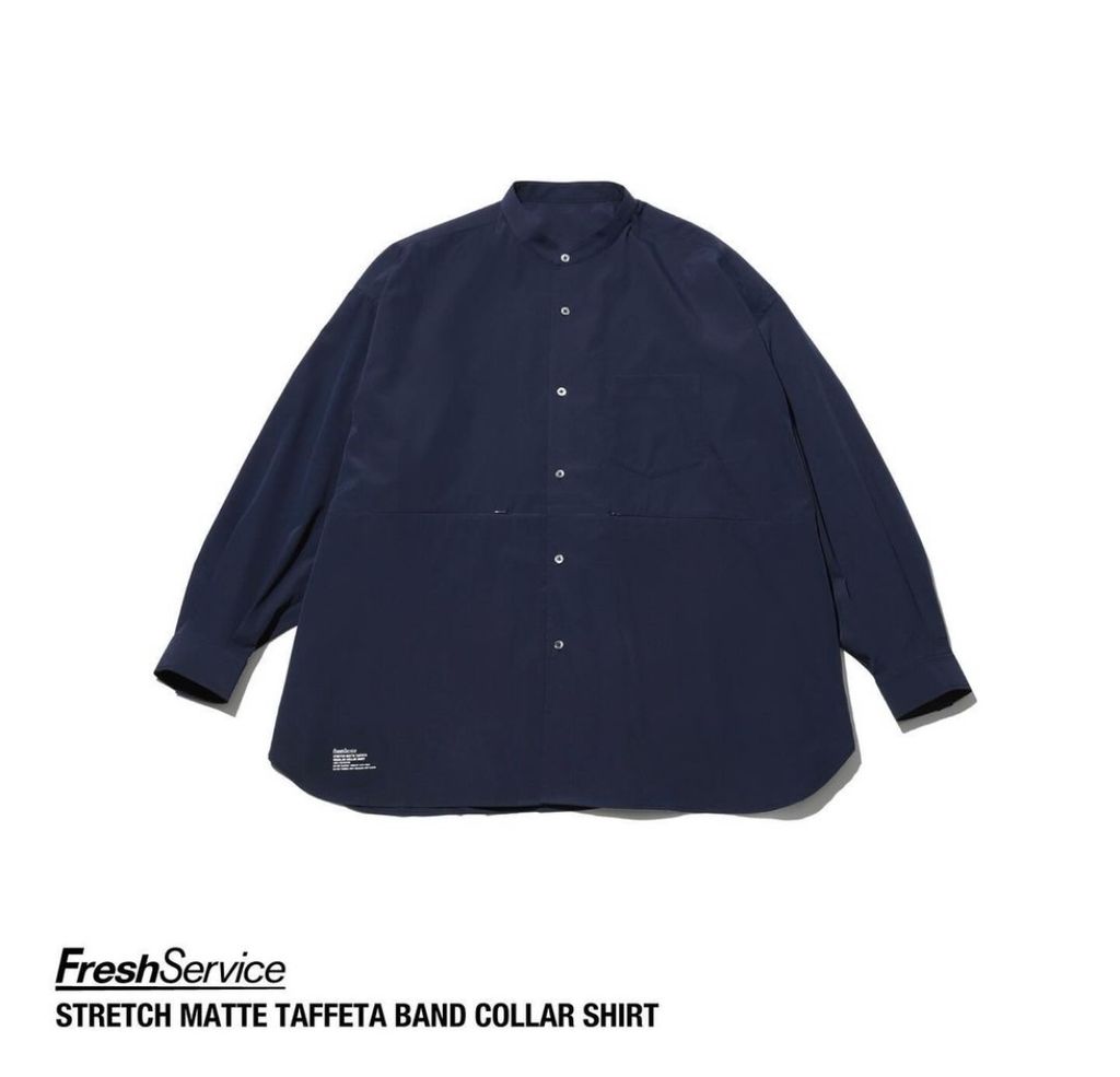 FreshService "STRETCH MATTE TAFFETA BAND COLLAR SHIRT"