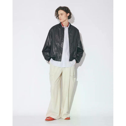 beautiful people light lamb leather fanshape MA-1blouson