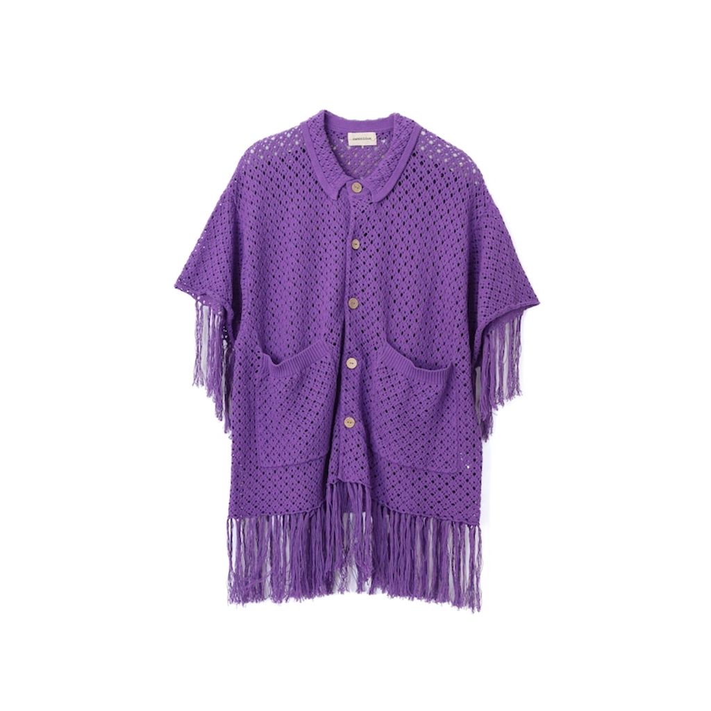 AMBERGLEAM Fringe Cotton Knit Shirt