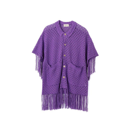 AMBERGLEAM Fringe Cotton Knit Shirt