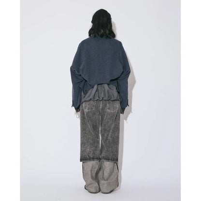 beautiful people selvedge denim flip hem pants blk bleach