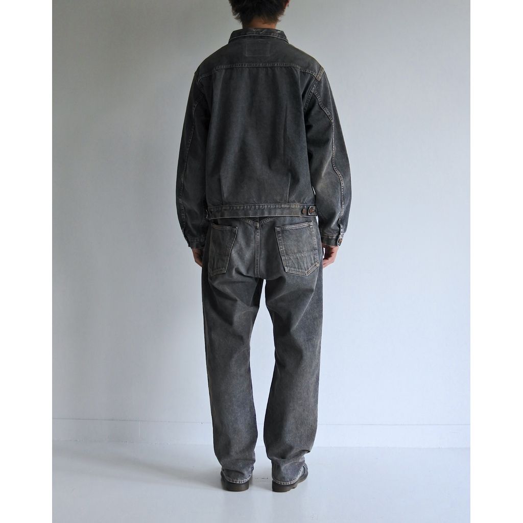 ANACHRONORM FRONT TUCK WASHED BLACK DENIM JACKET