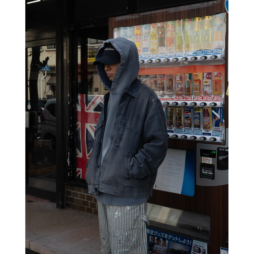 ANACHRONORM  FADED SULFUR DYED LINEN UTILITY JACKET