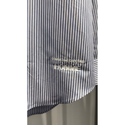 COMME des GARCONS HOMME コットンストライプ LOGO シャツ（WHITE ベース)