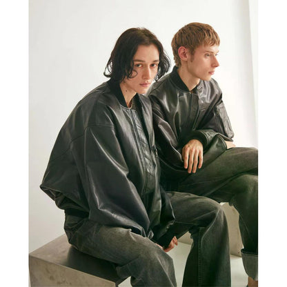 beautiful people light lamb leather fanshape MA-1blouson