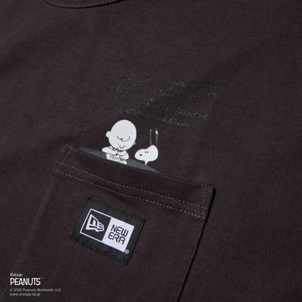 NEW ERA 半袖 ウォッシュド コットン ポケット Tシャツ Vintage PEANUTS ピーナッツ スミクロ