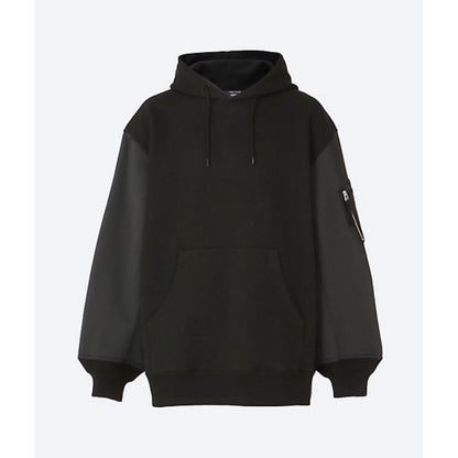 COMME des GARCONS HOMME 綿裏毛×綿ナイロン裏毛 パーカー（BLACK）