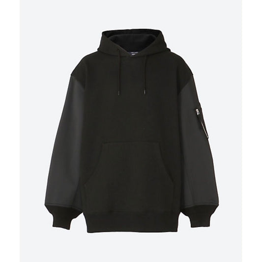 COMME des GARCONS HOMME 綿裏毛×綿ナイロン裏毛 パーカー（BLACK）