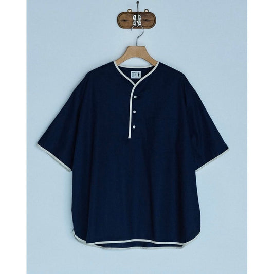 HENLEY NECK DEPARTMENT Allen-NAVY COTTON LINEN