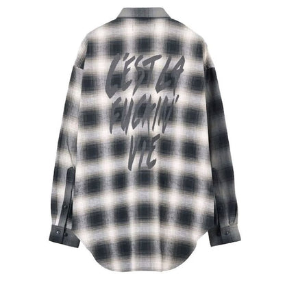 beauty:beast Ombre Check LONG SHIRT JKT (GRAY CHECK)