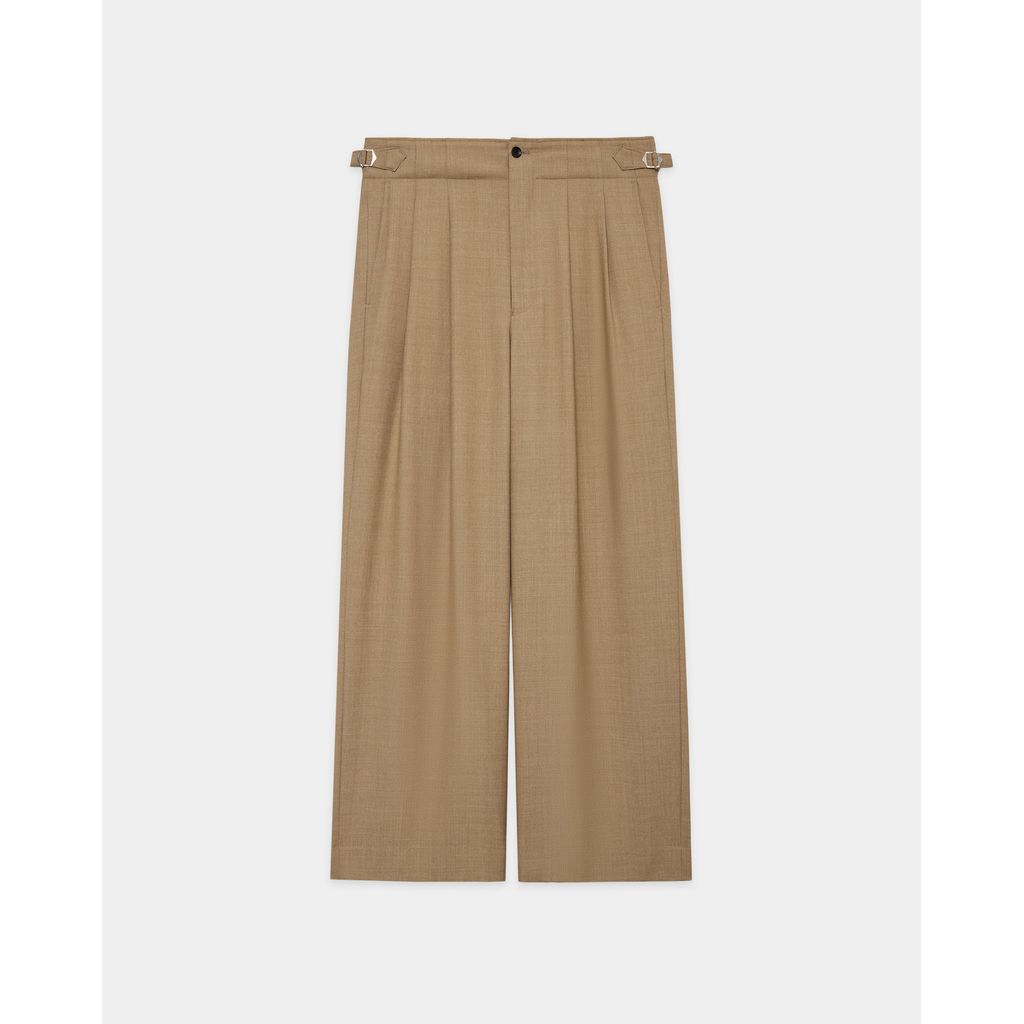 marka Recycled Polyester Non-Mulesed Wool Gabardine Two Tuck Military Trousers