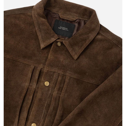 SATURDAYS NEW YORK CITY Emil Type-1 Suede Leather Jacket Brown