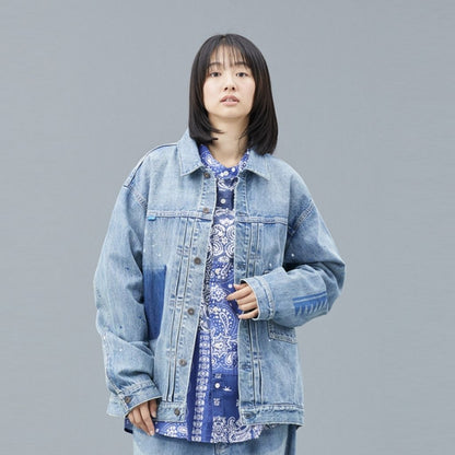 TRIBAL DENIM JACKET HW/HARD WASH