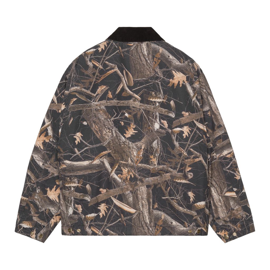 CARHARTT WIP OG Detroit Jacket - Camo Feather Tree, Black / Black heavy stone wash