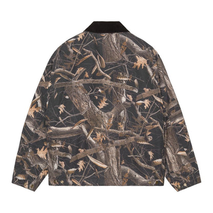 CARHARTT WIP OG Detroit Jacket - Camo Feather Tree, Black / Black heavy stone wash