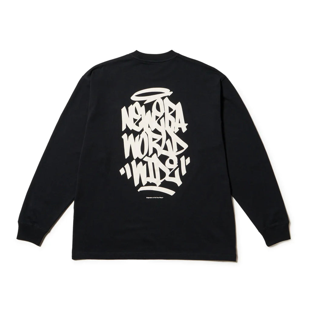 NEW ERA 長袖 オーバーサイズド コットン Tシャツ Tagging ブラック