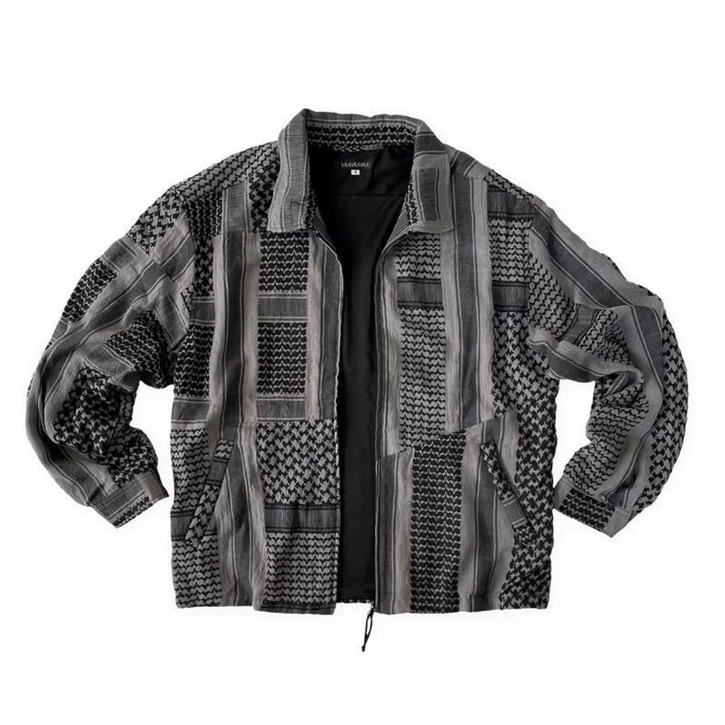 NADA. Shemagh scarf drizzler jacket / Black × Gray
