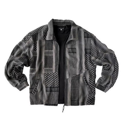 NADA. Shemagh scarf drizzler jacket / Black × Gray