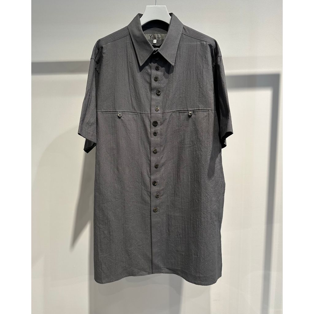 Y's for men 60 WRINKLE LAWN SHORT SLEEVE SHIRT WITH RANDOM BUTTONS