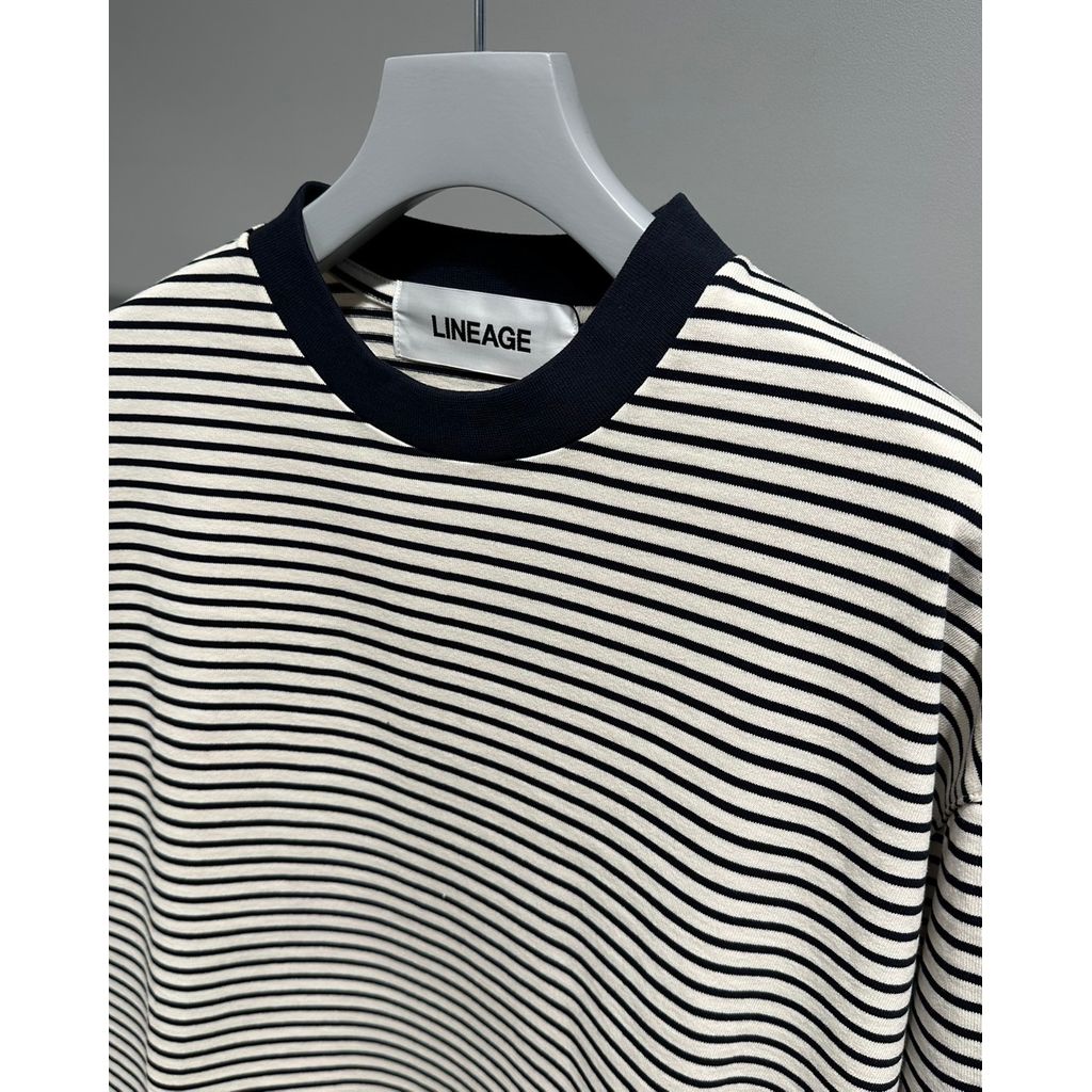 【MADE IN JAPAN】LINEAGE BALLON NATURAL BORDER TEE（NATURAL）