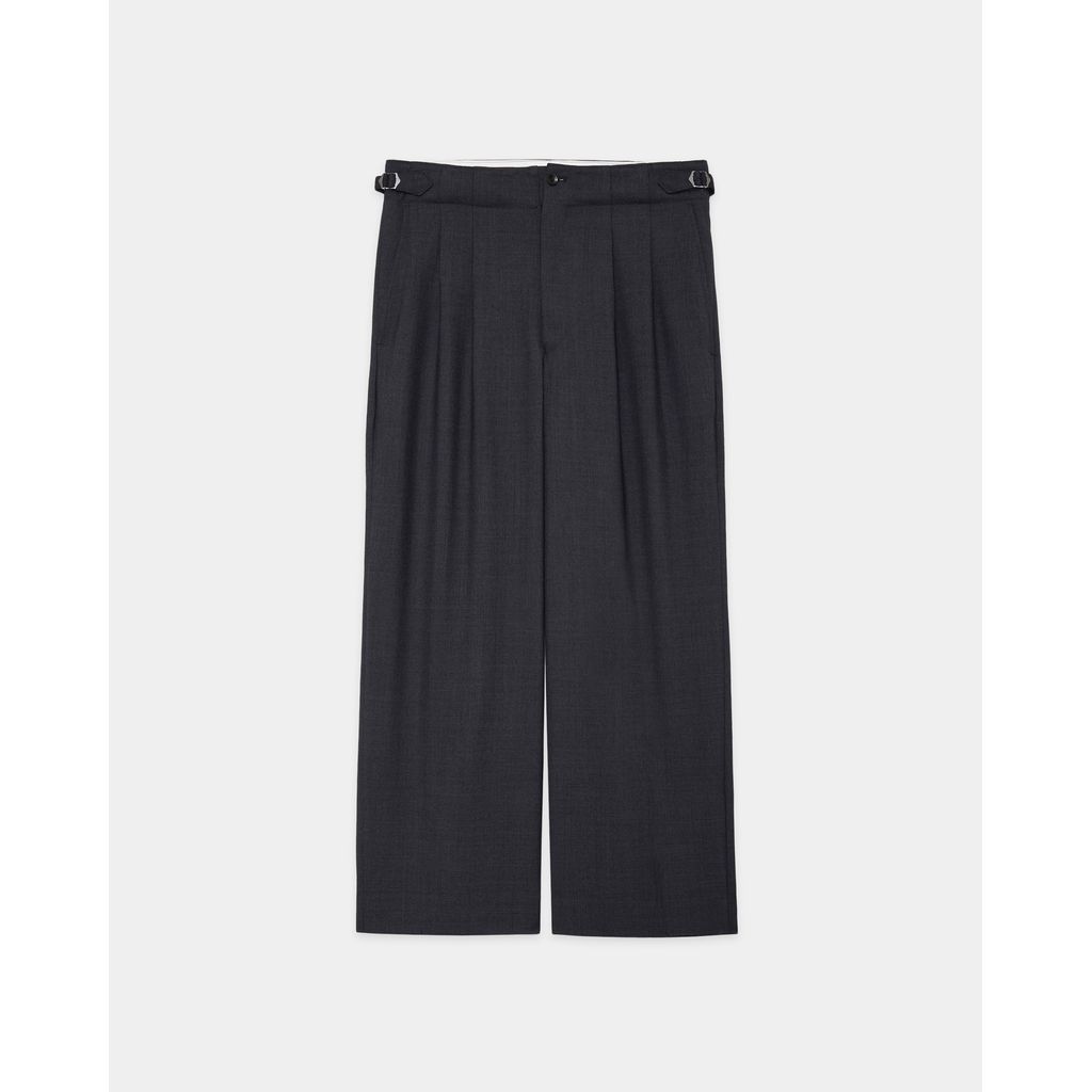 marka Recycled Polyester Non-Mulesed Wool Gabardine Two Tuck Military Trousers