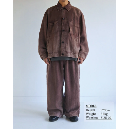 ANACHRONORM  FADED SULFUR DYED LINEN UTILITY JACKET