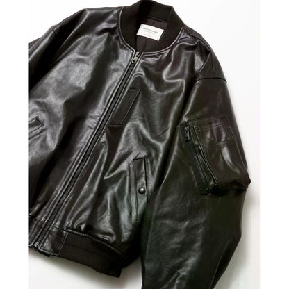 beautiful people light lamb leather fanshape MA-1blouson
