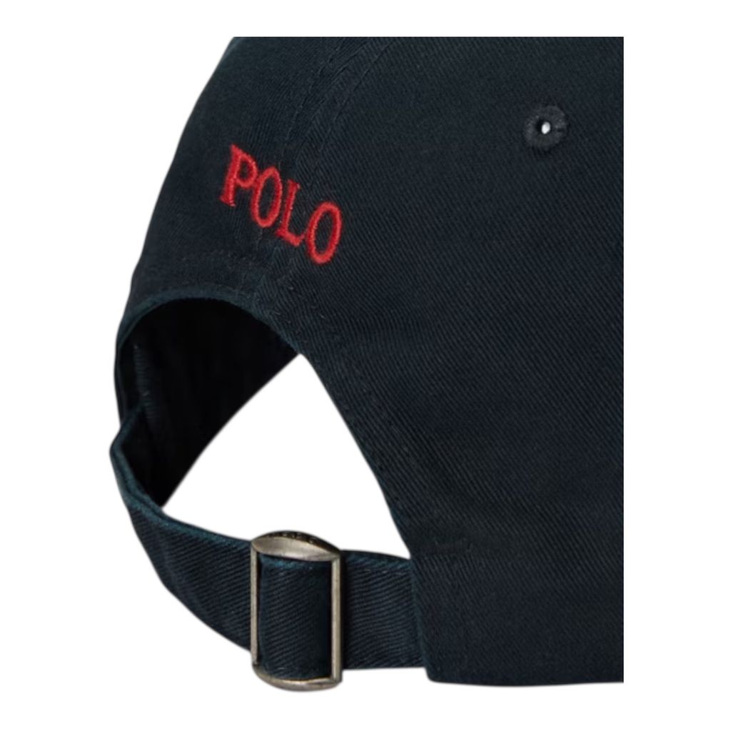POLO RALPH LAUREN コットン チノ ベースボール キャップ（ポロ ブラック/RL レッド）