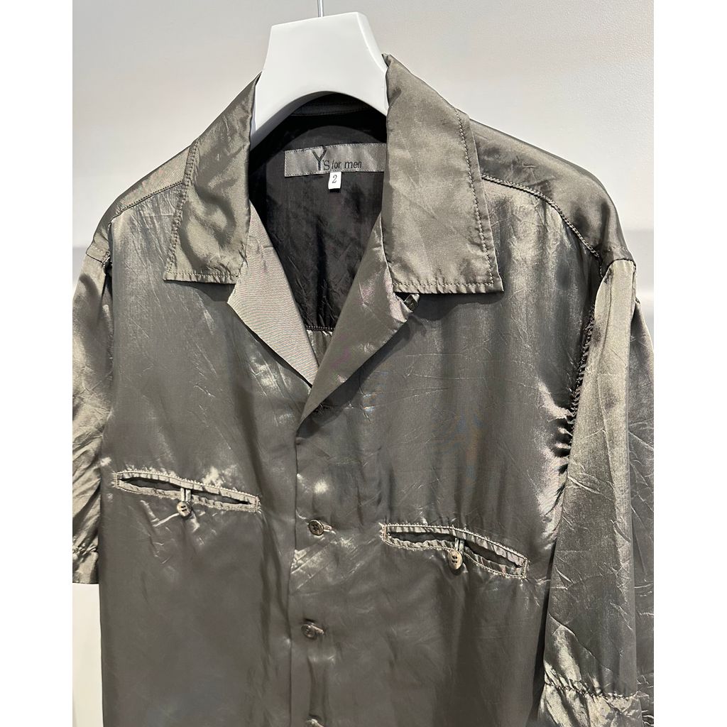 Y's for men CHAIN STITCH OPEN-COLLAR SHORT SLEEVE SHIRT