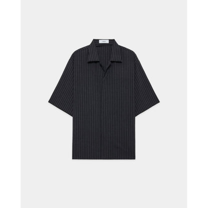 marka 2/72 Wool Tropical Washer Fly Front Open Collar S/S Shirt