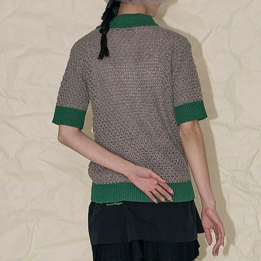 THOMAS MAGPIE collared mesh top トーマス マグパイ シャツ