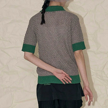 THOMAS MAGPIE collared mesh top トーマス マグパイ シャツ