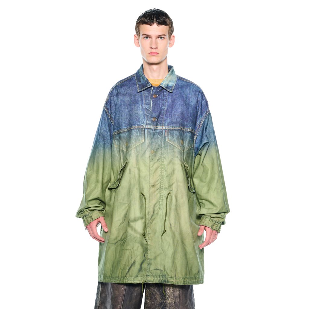 TOLQ Gradation Printed Denim Jacket×Mod Coat