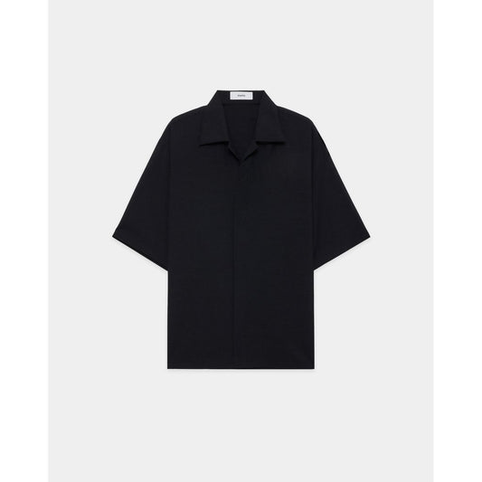 marka 2/72 Wool Tropical Washer Fly Front Open Collar S/S Shirt