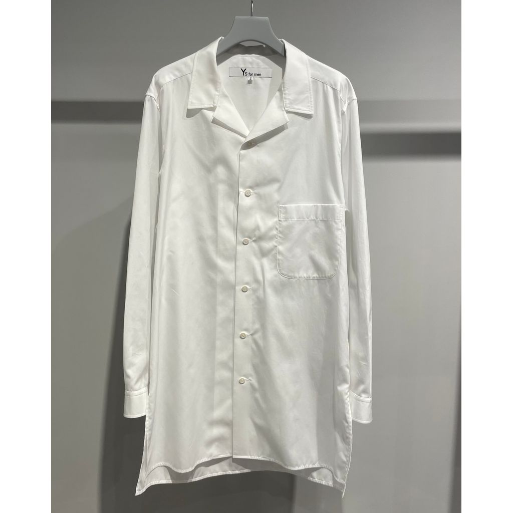 Y's for men 100/2 BROAD OPEN COLLAR SHIRT WITH LEFT CHEST POCKET