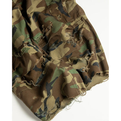 ANACHRONORM  AN372 BLACK CUT-OFF HARD DAMAGED B.D.U CAMO PANTS WOODLAND