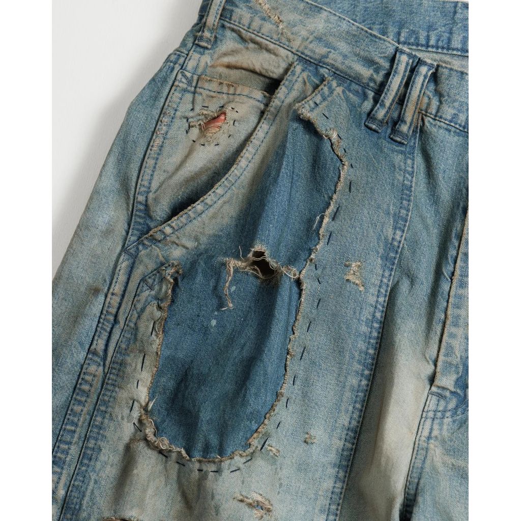 ANACHRONORM REMAKED DOUBLEKNEE DENIM PAINTER PANTS INDIGO (REMAKE)